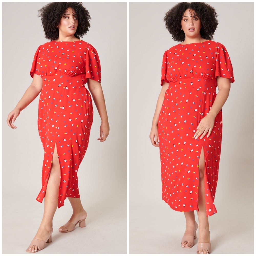 SUGARLIPS Curvy Mon Cheri Bloom Floral Midi Dress - Picture 4 of 10